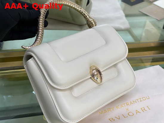 Mary Katrantzou x Bvlgari Top Handle Bag in Soft Matelasse Ivory Opal White Nappa Leather Replica