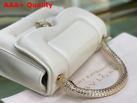 Mary Katrantzou x Bvlgari Top Handle Bag in Soft Matelasse Ivory Opal White Nappa Leather Replica