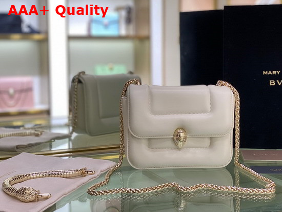 Mary Katrantzou x Bvlgari Top Handle Bag in Soft Matelasse Ivory Opal White Nappa Leather Replica