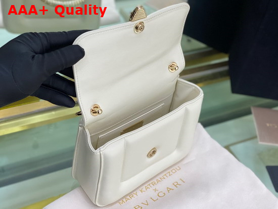 Mary Katrantzou x Bvlgari Top Handle Bag in Soft Matelasse Ivory Opal White Nappa Leather Replica