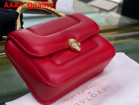Mary Katrantzou x Bvlgari Top Handle Bag in Soft Matelasse Red Nappa Leather Replica
