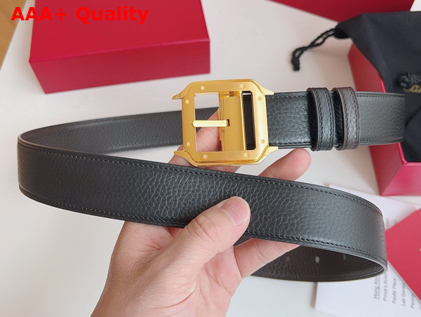 Cartier Belt Santos de Cartier Belt Reversible Black and Brown Grained Cowhide Replica