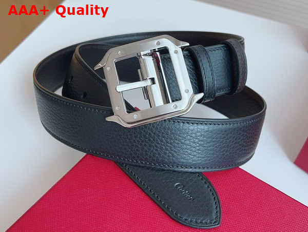 Cartier Belt Santos de Cartier Belt Reversible Black and Brown Grained Cowhide Replica