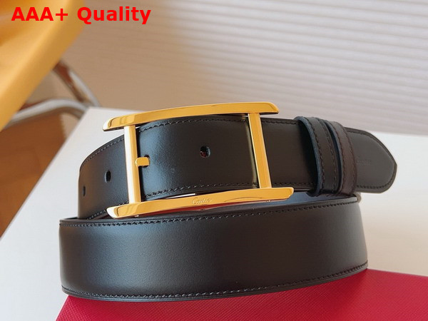 Cartier Belt Tank De Cartier Belt in Black and Brown Cowhide Leather with Golden Finish Ardillon Buckle Replica