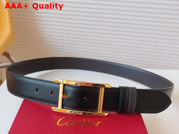Cartier Belt Tank De Cartier Belt in Black and Brown Cowhide Leather with Golden Finish Ardillon Buckle Replica