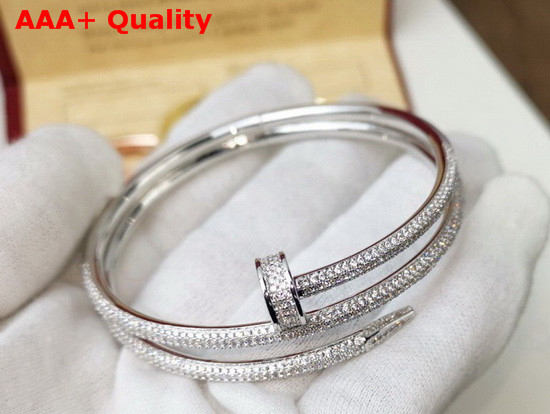 Cartier Juste Un Clou Bracelet White Gold Allover Diamonds Double Loop Replica