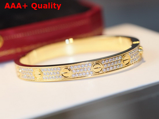 Cartier Love Bracelet Diamond Paved Yellow Gold Replica