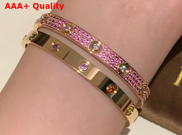 Cartier Love Bracelet with Allover Colorful Diamonds Replica