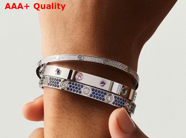 Cartier Love Bracelet with Allover Colorful Diamonds Replica