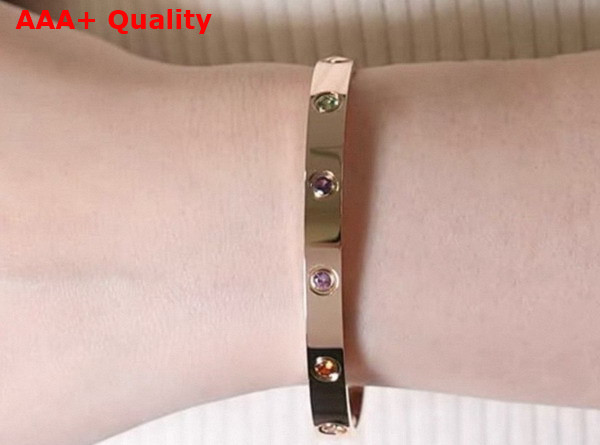 Cartier Love Bracelet with Colorful Diamonds Rose Gold Replica