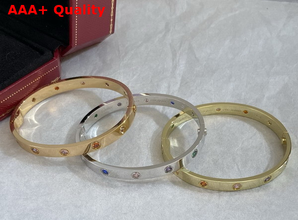 Cartier Love Bracelet with Colorful Diamonds White Gold Replica