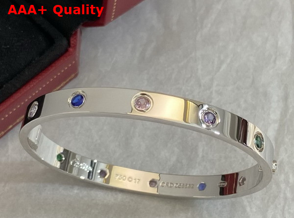 Cartier Love Bracelet with Colorful Diamonds White Gold Replica