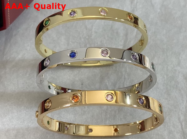 Cartier Love Bracelet with Colorful Diamonds Yellow Gold Replica