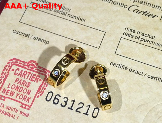 Cartier Love Earrings 2 Diamonds Yellow Gold Diamonds Replica