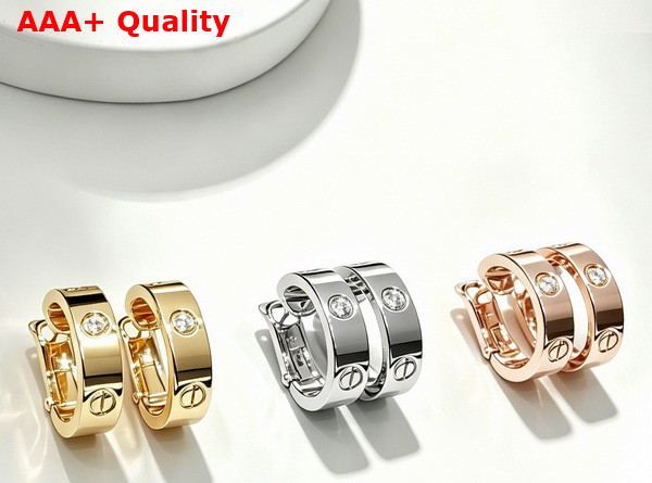 Cartier Love Hoop Earrings New Model 2 Diamonds Replica