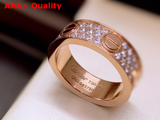 Cartier Love Wedding Band Diamond Paved Pink Gold Diamonds Replica