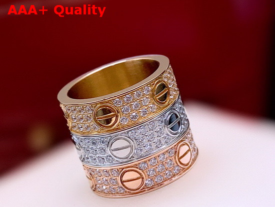 Cartier Love Wedding Band Diamond Paved Yellow Gold Diamonds Replica