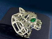 Cartier Panthere de Cartier Ring White Gold Tsavorite Garnets Onyx Replica
