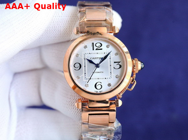 Cartier Pasha de Cartier Watch 35mm Automatic Movement Rose Gold and White Replica