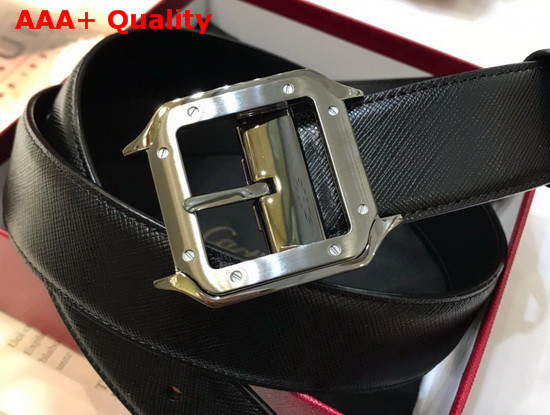 Cartier Santos De Cartier Belt Black Cowhide Black PVD Finish Buckle Replica