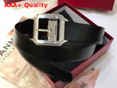 Cartier Santos De Cartier Belt Black Cowhide Palladium Finish Buckle Replica