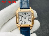 Cartier Santos Dumont Watch Large Model Quartz Movement Rose Gold Leather Replica