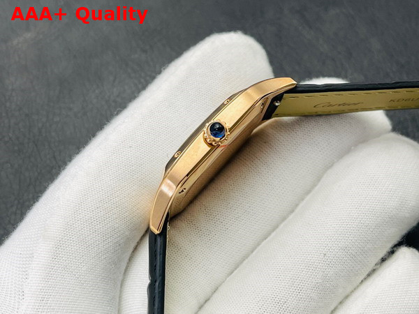 Cartier Santos Dumont Watch Large Model Quartz Movement Rose Gold Leather Replica
