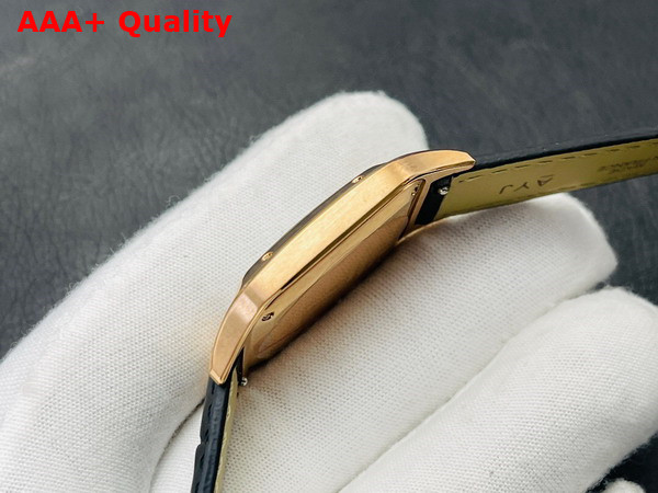 Cartier Santos Dumont Watch Large Model Quartz Movement Rose Gold Leather Replica