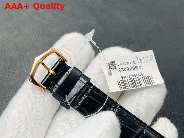 Cartier Santos Dumont Watch Large Model Quartz Movement Rose Gold Leather Replica
