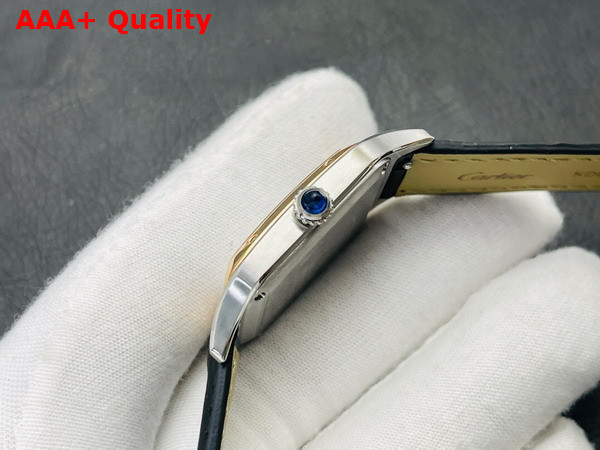 Cartier Santos Dumont Watch Large Model Quartz Movement Rose Gold Steel Leather Replica