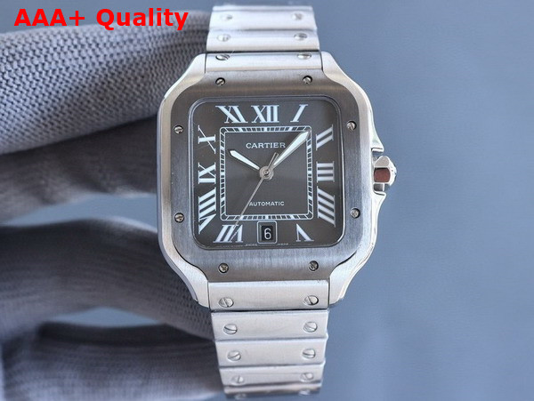 Cartier Santos de Cartier Watch Large Model Automatic Movement Steel and Black Replica