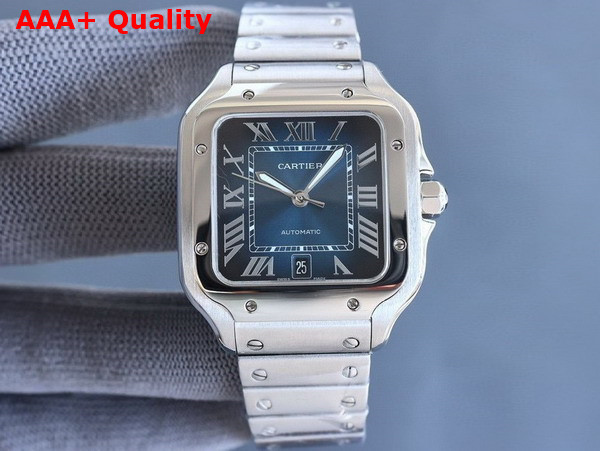 Cartier Santos de Cartier Watch Large Model Automatic Movement Steel and Blue Replica