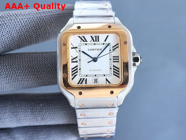 Cartier Santos de Cartier Watch Large Model Automatic Movement Steel and Rose Gold Replica