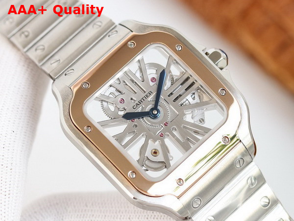 Cartier Santos de Cartier Watch Large Model Hand Wound Mechanical Movement Steel and Rose Gold Replica