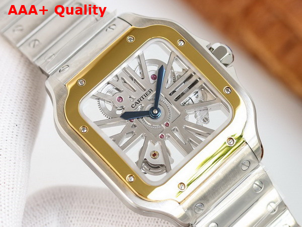 Cartier Santos de Cartier Watch Large Model Hand Wound Mechanical Movement Steel and Yellow Gold Replica