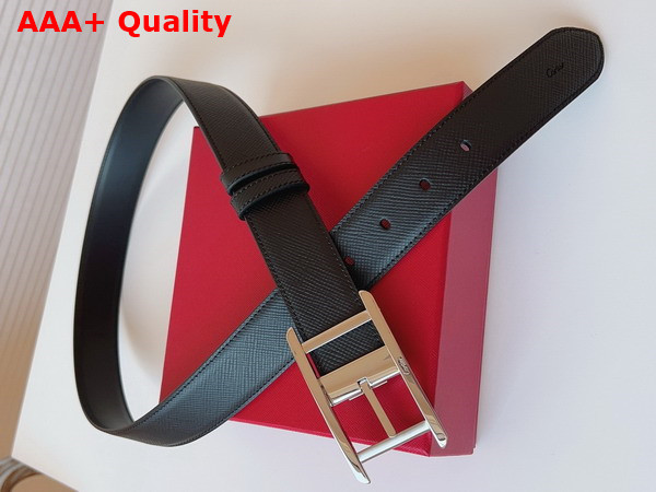 Cartier Tank Belt in Black Textured Cowhide Leather with Palladium Finish Ardillon Buckle Replica