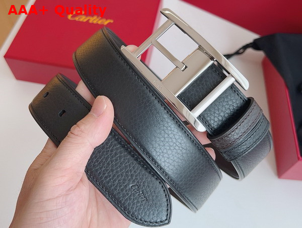 Cartier Tank de Cartier Belt Black and Brown Grained Cowhide Replica