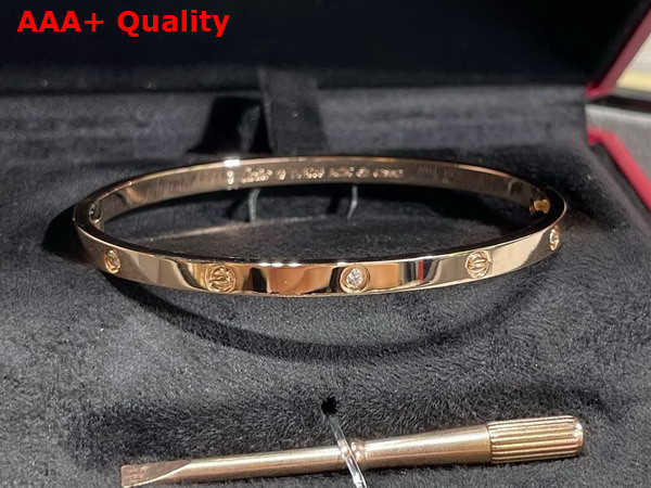 Cartier Thin Love Bracelet in Pink Gold with Diamonds Replica