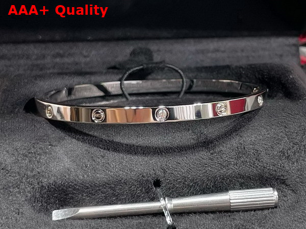 Cartier Thin Love Bracelet in White Gold with Diamonds Replica