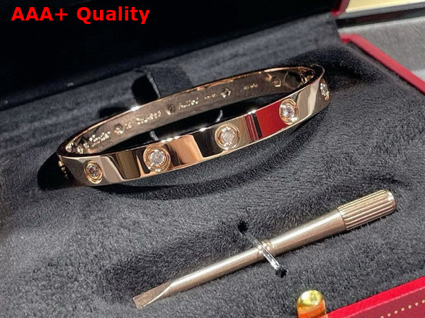 Cartier Wide Love Bracelet in Pink Gold with Diamonds Replica