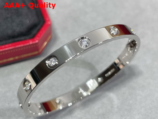 Cartier Wide Love Bracelet in White Gold with Diamonds Replica