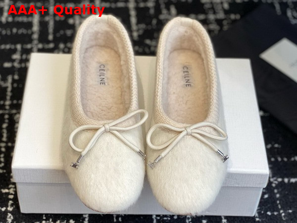 Celine Abby Ballerina in Alpaca Wool Fabric Creme Rose Replica