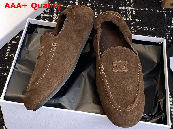 Celine Adam Loafer in Dark Brown Suede Calfskin Replica