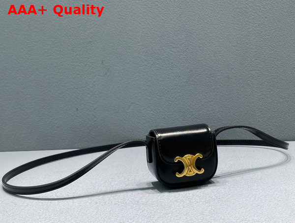 Celine Airpods Case with Strap in Black Shiny Calfskin Replica