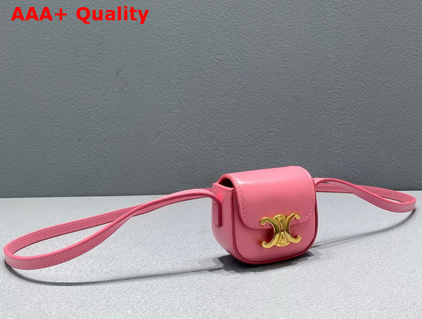Celine Airpods Case with Strap in Pink Shiny Calfskin Replica