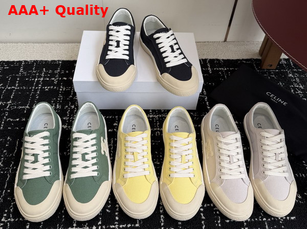 Celine Alan Sneaker with Triomphe in Light Grey Canvas Replica