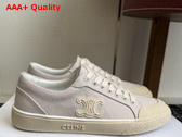 Celine Alan Sneaker with Triomphe in Light Grey Canvas Replica