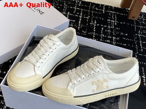 Celine Alan Sneakers with Triomphe in Canvas Optic White Replica