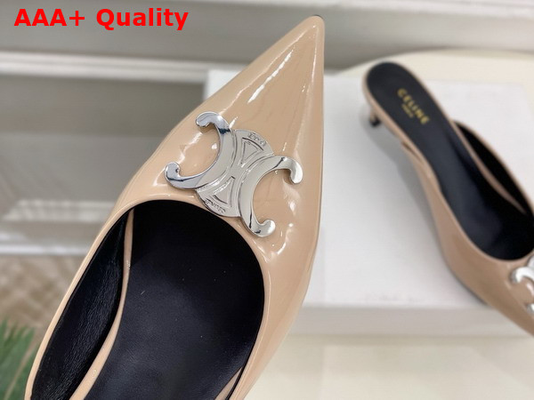 Celine Alma Triomphe Mule in Beige Rose Glossy Calfskin Replica