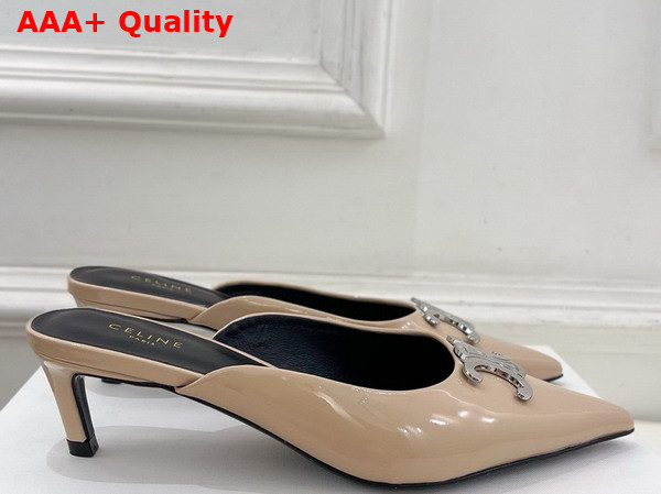 Celine Alma Triomphe Mule in Beige Rose Glossy Calfskin Replica